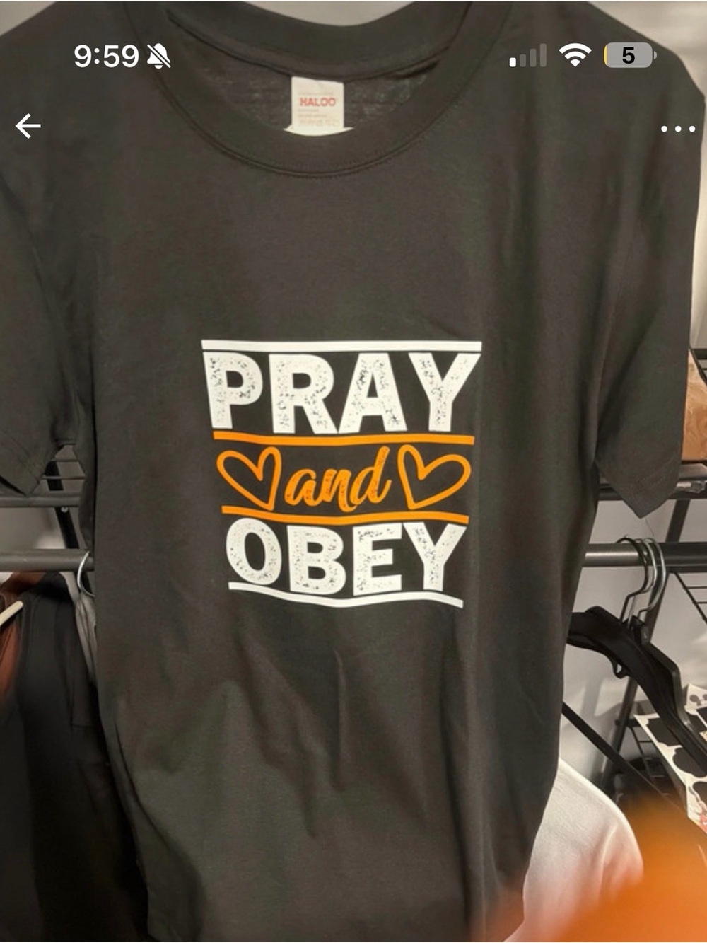 Clothing item with printed text